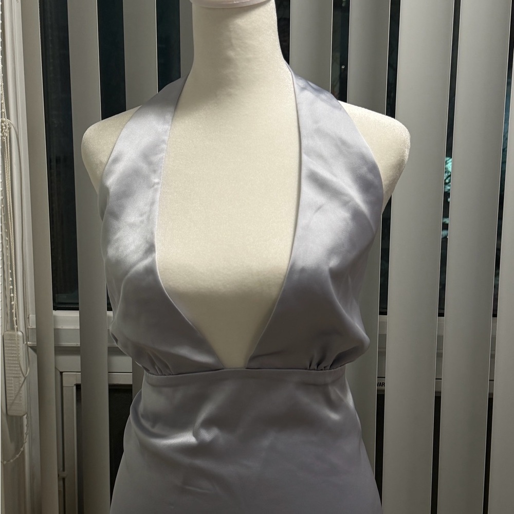 Zara Silver Satin Halter Tank Top - Picture 3 of 4